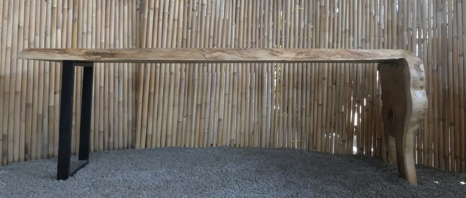  Product image 4 of the product “Unique Bar table from one piece of suar wood, including the part of root as foot, approx. 300cm lenght, 80cm width, and 100cm height. The shape may vary. ”